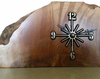 Wooden Clock,Perfect for desk, Live edge quilted maple