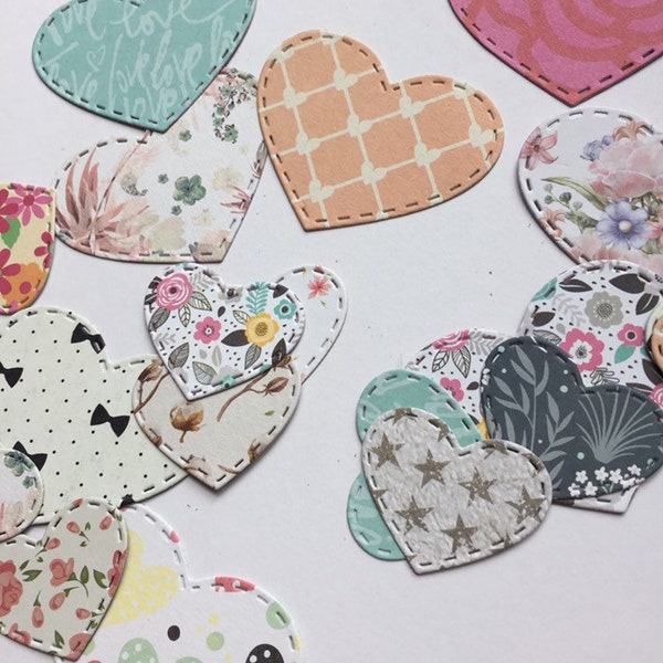 Pack of loveheart die cuts, heart card toppers, heart die cuts for card making and crafts.
