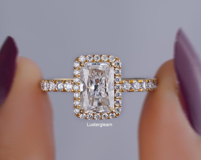 2 CT Radiant Cut Moissanite Diamond Ring Radiant Cut Engagement Ring 14K Gold Wedding Ring Anniversary Ring For Women Proposal Ring