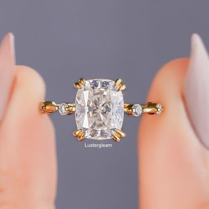 3 CT Elongated Cushion Cut Moissanite Diamond Ring Cushion Cut Engagement Ring 14K Gold Wedding Ring For Women Proposal Ring Promise Ring