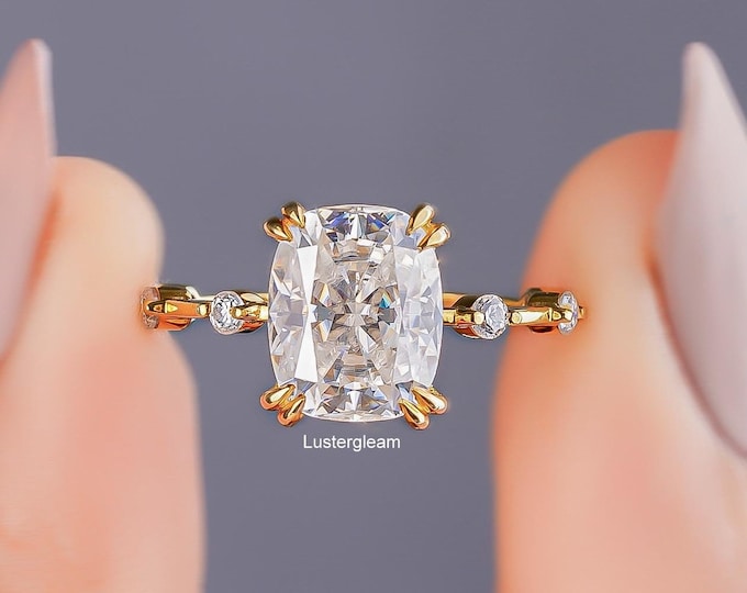 3 CT Elongated Cushion Cut Moissanite Diamond Ring Cushion Cut Engagement Ring 14K Gold Wedding Ring For Women Proposal Ring Promise Ring