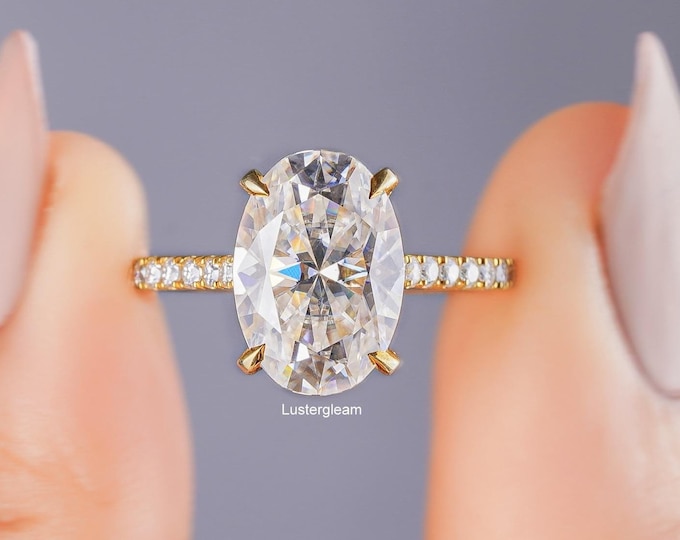 Oval Cut Engagement Ring 3 Ct Oval Cut Moissanite Diamond Ring 14K Gold Wedding Ring For Women Anniversary Ring Proposal Ring Promise Ring