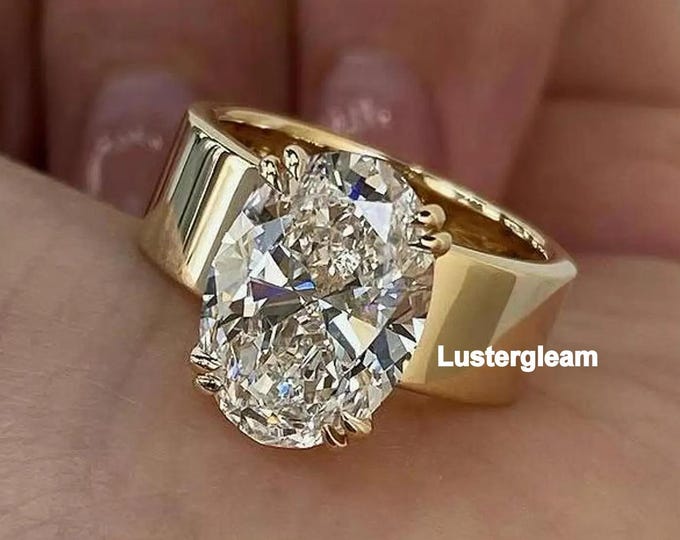 4 CT Oval Cut Moissanite Diamond Ring Oval Cut Engagement Ring 14K Gold Wedding Ring For Women Anniversary Ring Proposal Ring Solitaire Ring