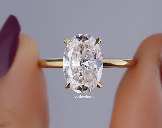 3 CT Oval Cut Moissanite Diamond Ring Oval Cut Engagement Ring 14K Gold Wedding Ring For Women Oval Solitaire Ring Anniversary Ring