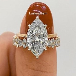 4 CT Marquise Cut Moissanite Diamond Bridal Ring Sets Marquise Diamond Engagement Ring Sets 14K Gold Wedding Sets Anniversary Ring Set
