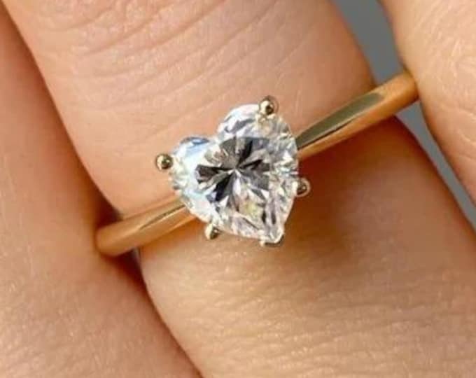 1.5 CT Heart Cut Moissanite Diamond Ring Heart Cut Engagement Ring 14K Gold Wedding Ring For Women Anniversary Ring Solitaire Ring
