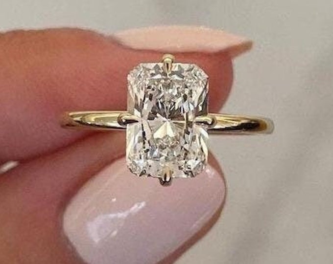 2.5 CT Radiant Cut Moissanite Ring Radiant Engagement Ring 14K Gold Wedding Ring For Women Anniversary Gift For Her Radiant Diamond Ring