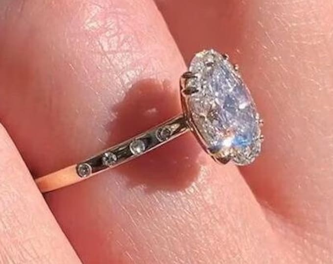 2.5 CT Oval Cut Moissanite Diamond Ring Oval Diamond Double Claw Prong Engagement Ring 14K Gold Wedding Ring For Women Anniversary Ring