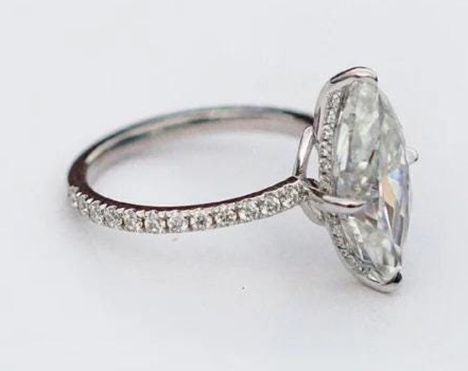 4 CT Marquise Cut Moissanite Diamond Ring Marquise Diamond Solitaire Engagement Ring 14K Gold Wedding Ring For Women Anniversary Ring