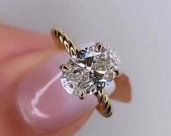 2.5 CT Oval Cut Moissanite Diamond Engagement Ring Oval Cut Engagement Ring 14K Gold Wedding Ring For Women Anniversary Gift For Her