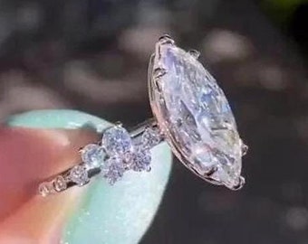 2.5 CT Marquise Cut Moissanite Diamond Ring Marquise Cut Cluster Engagement Ring 14K Gold Wedding Ring For Women Anniversary Ring