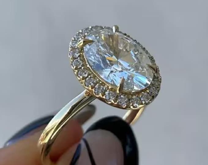 2 CT Oval Cut Engagement Ring Oval Cut Moissanite Diamond Ring 14K Gold Wedding Ring  Solitaire Ring Anniversary Ring For Women Promise Ring