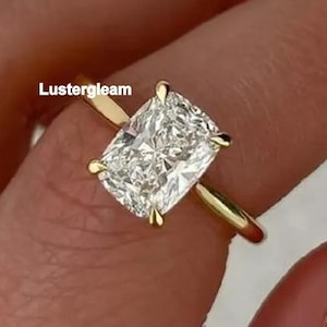 2.5 CT Elongated Cushion Cut Moissanite Diamond Ring Cushion Diamond Solitaire Ring 14K Gold Wedding Ring For Women Anniversary Gift For Her