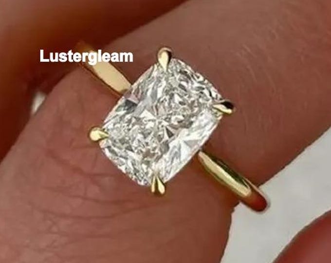 2.5 CT Elongated Cushion Cut Moissanite Diamond Ring Cushion Diamond Solitaire Ring 14K Gold Wedding Ring For Women Anniversary Gift For Her