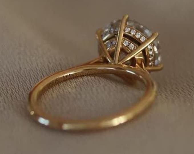 3 CT Round Cut Moissanite Diamond Round Cut Engagement Ring 14K Gold Wedding Ring Double Hidden Halo Ring Anniversary Ring For Women