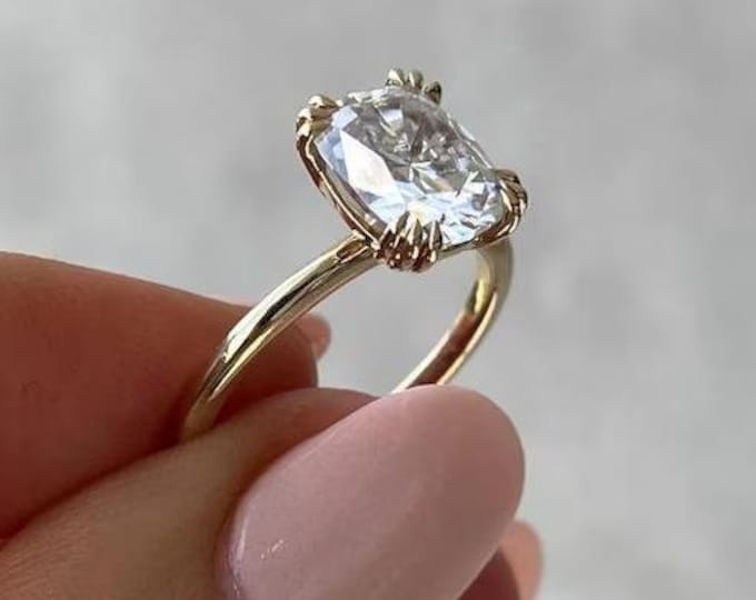 2.5 CT Elongated Cushion Cut Moissanite Engagement Ring 14K Gold Wedding Ring For Women Anniversary Gift For Her Promise Ring Solitaire Ring
