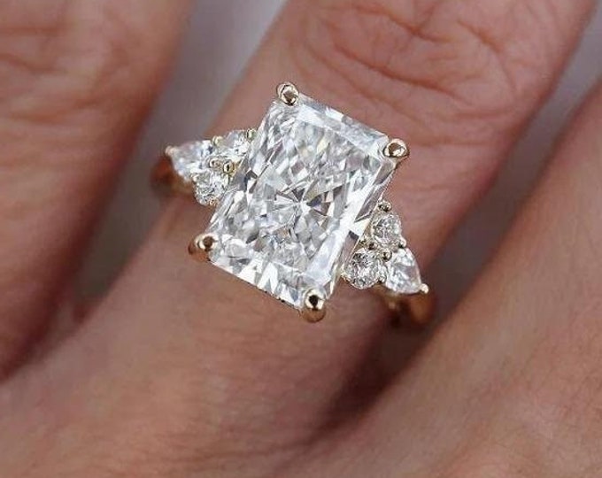 4 CT Radiant Cut Moissanite Ring Radiant Engagement Ring 14K Gold Wedding Ring For Women Anniversary Gift For Her Proposal Ring promise Ring