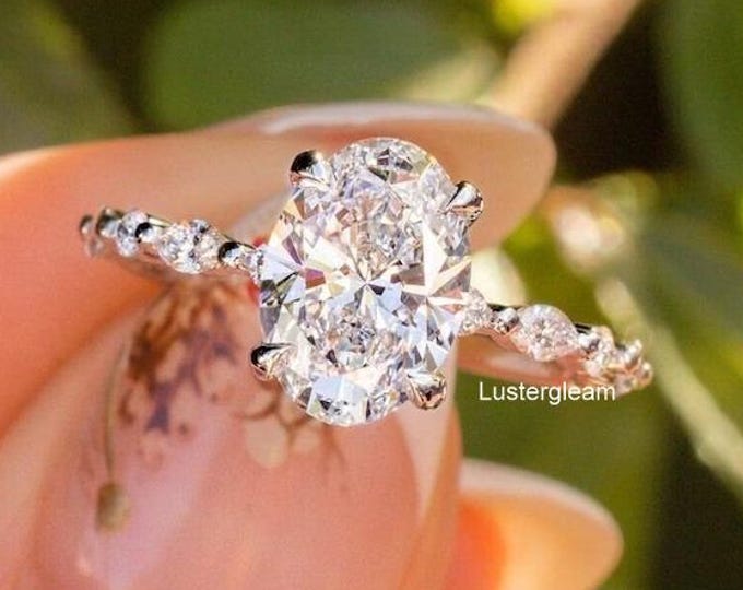 2.5 CT Oval Cut Moissanite Diamond Ring Oval Diamond Engagement Ring 14K Gold Wedding Ring Solitaire Ring Oval Moissanite Ring Promise Ring
