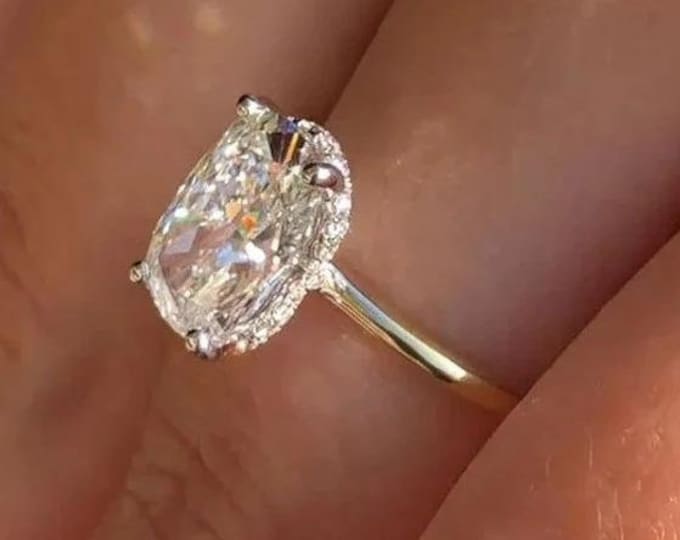 3 CT Elongated Cushion Cut Moissanite Engagement Ring 14K Gold Wedding Ring For Women Anniversary Gift For Her Promise Ring Solitaire Ring