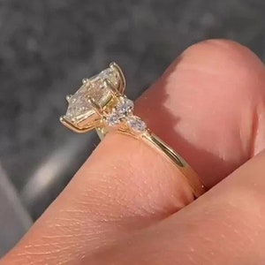 3 CT Hexagon Cut Moissanite Diamond Ring Hexagon Cut Cluster Engagement Ring 14K Gold Wedding Ring For Women Anniversary Ring Promise Ring