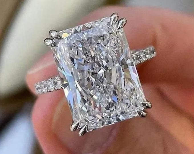 5 CT Radiant Cut Moissanite Engagement Ring 14K Gold Wedding Ring Anniversary Ring Solitaire Ring Radiant Diamond Ring Cathedral Set Ring
