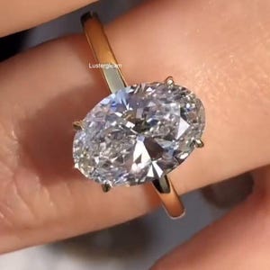 3 CT Oval Cut Moissanite Diamond Ring Oval Diamond Solitaire Engagement Ring 14K Gold Wedding Ring For Women Anniversary Ring Promise Ring