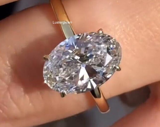 3 CT Oval Cut Moissanite Diamond Ring Oval Diamond Solitaire Engagement Ring 14K Gold Wedding Ring For Women Anniversary Ring Promise Ring