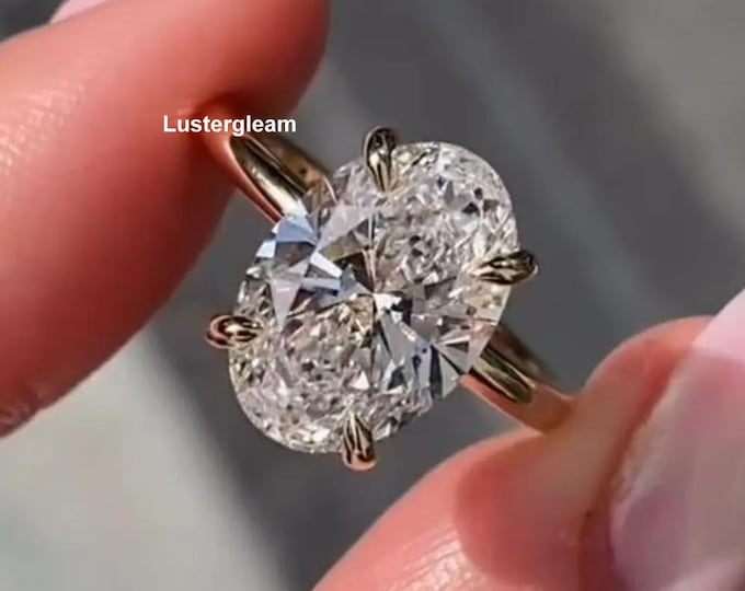 3 CT Oval Cut Moissanite Ring Oval Diamond Engagement Ring 14K Gold Wedding Ring Anniversary Ring Oval Shaped Solitaire Ring Proposal Ring
