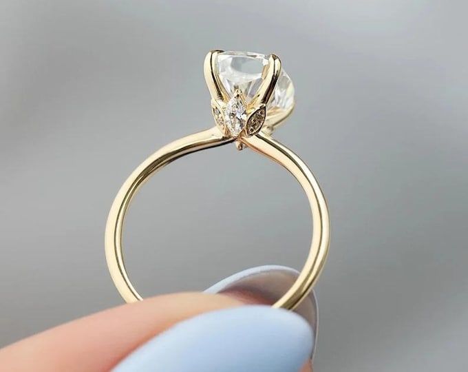 3 CT Elongated Cushion Cut Moissanite Diamond Ring Cushion Cut Engagement Ring 14K Gold Wedding Ring Anniversary Ring Solitaire Ring