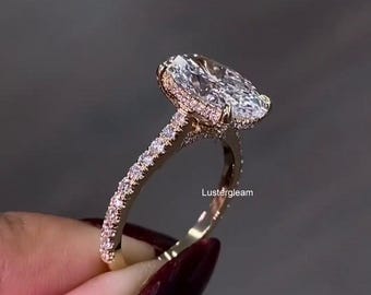 4ct Oval Cut Engagement Ring Oval Moissanite Ring 14K Gold Wedding Ring For Women Solitaire Ring Anniversary Gift For Her Cathedral Set Ring