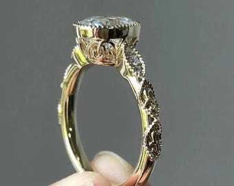 2 CT Oval Cut Moissanite Diamond Ring Oval Cut Engagement Ring 14K Gold Wedding Ring For Women Anniversary Gift For Her Solitaire Ring