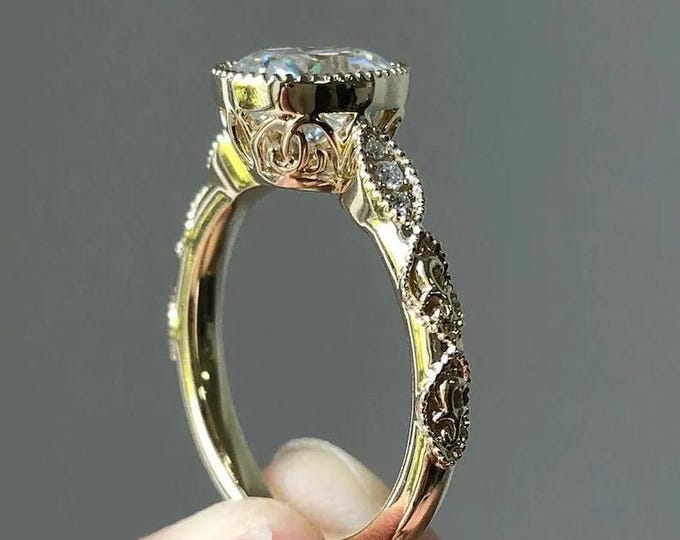 2 CT Oval Cut Moissanite Diamond Ring Oval Cut Engagement Ring 14K Gold Wedding Ring For Women Anniversary Gift For Her Solitaire Ring