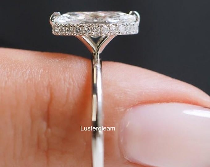 1.5ct Marquise Cut Moissanite Diamond Ring Marquise Diamond Solitaire Engagement Ring 14K White Gold Wedding Ring Anniversary Ring For Women