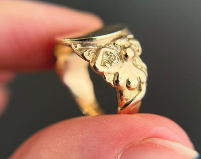 Vintage Ring Antique Art nouveau Sculptural Solid Gold Ring 19s Elegant Statement Ring 14K Gold Wedding Ring Best Anniversary Unique Ring