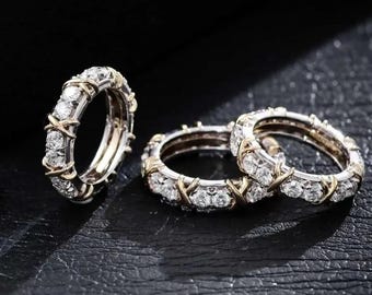 4 MM Full Eternity Round Cut Moissanite Wedding Band Anniversary Band For Women Engagement Band Stackable Band Matching Band Proposal Band