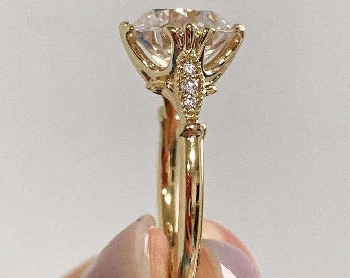2 CT Round Cut Moissanite Diamond Ring Round Cut Engagement Ring 14K Gold Wedding Ring For Women Anniversary Ring Proposal Ring Promise Ring