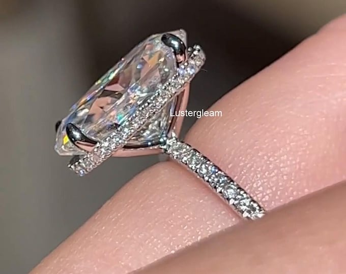 7 CT Oval Cut Moissanite Engagement Ring 14K Gold Wedding Ring Hidden Halo Ring Anniversary Rings For Women Oval Diamond Ring Promise Ring