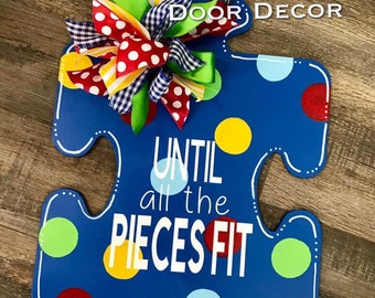 Puzzle Piece - Autism Awareness - Teacher - Door Hanger
