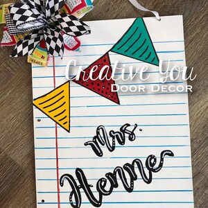 Teacher - Notebook Paper - Back to School - Door Hanger