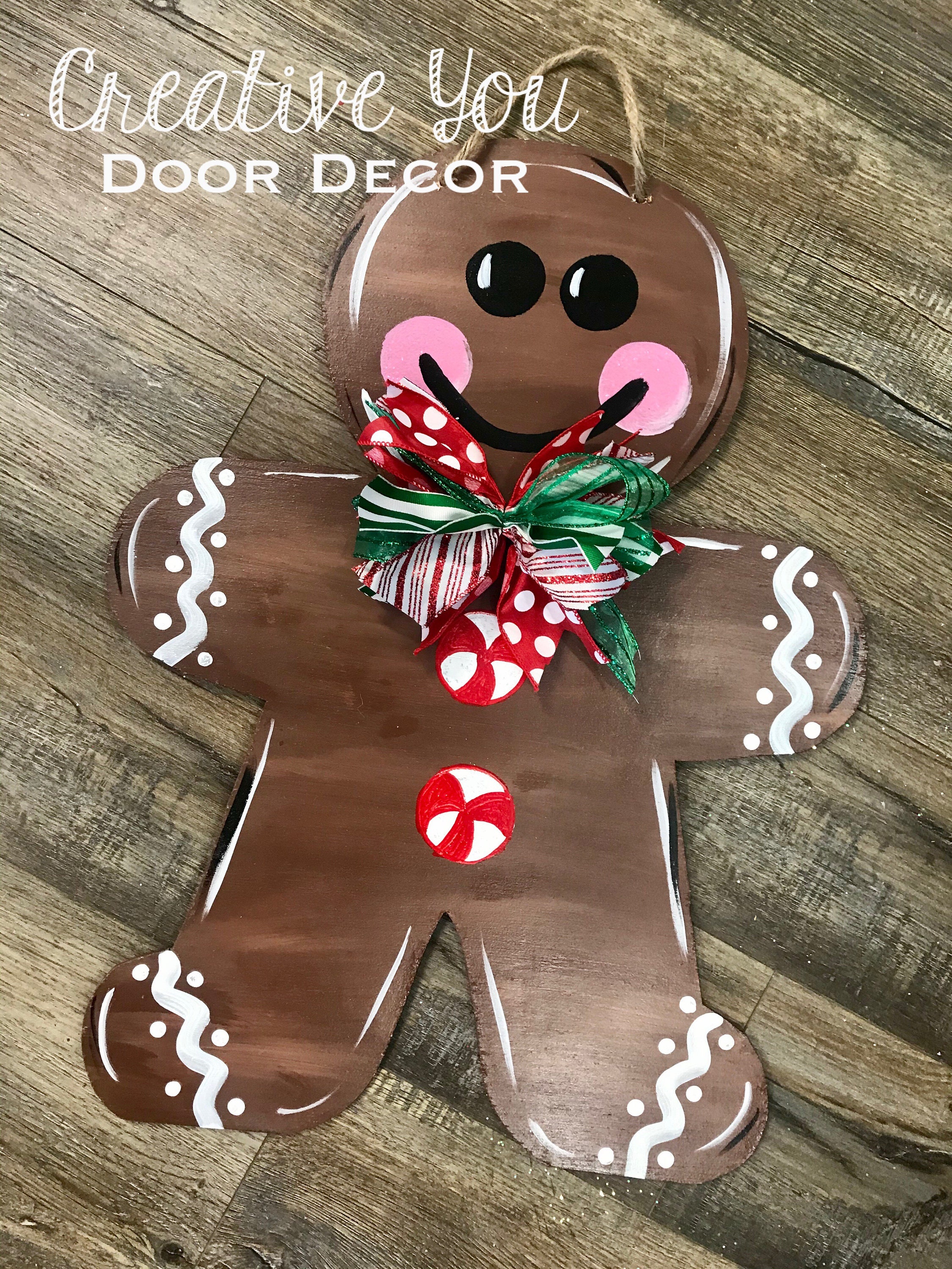 Gingerbread Man Holiday Decor Door Hanger Etsy