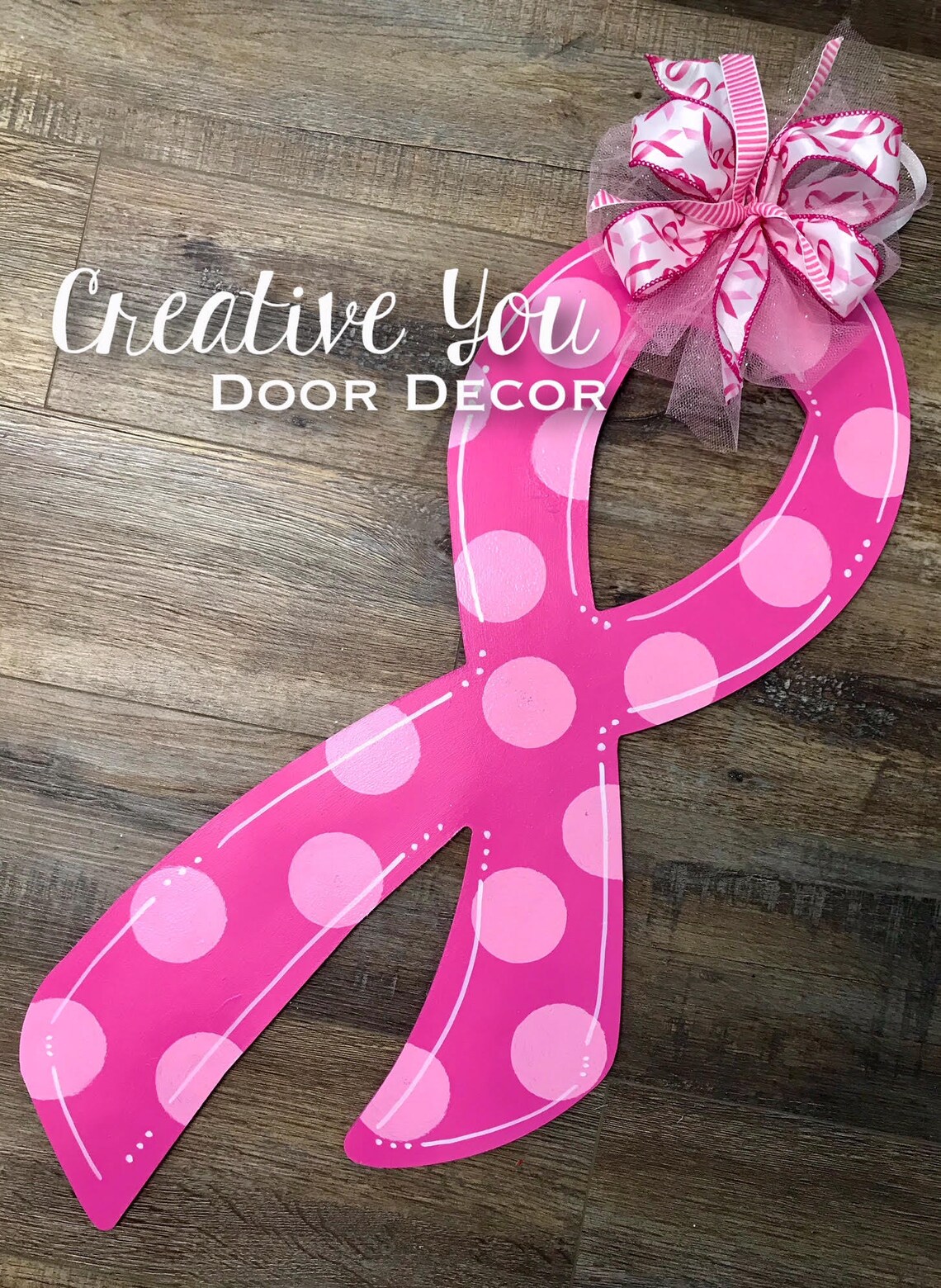 Breast Cancer Awareness Survivor Ribbon Door Hanger Etsy