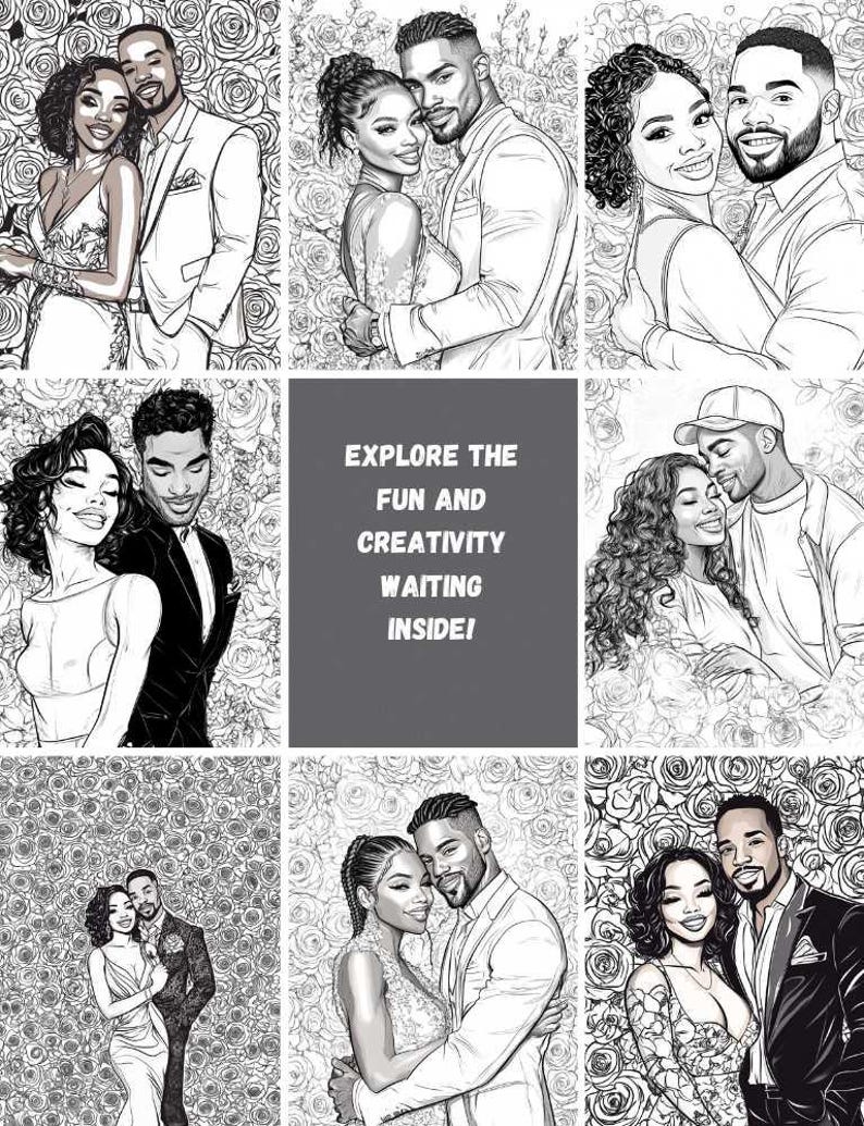 Black Love Coloring Book for Adults: Romantic Couples, Self Love, Stress Relief, Cultural Art image 4