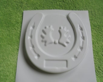 Horseshoe mold, horse casting mold, with tendril, for soap, plaster, concrete and more