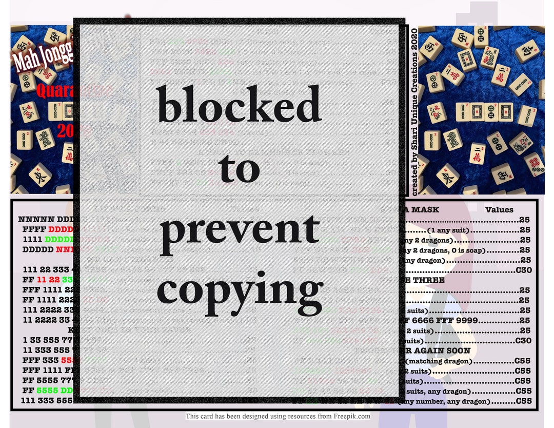 NOT 2022 CARD Quarantine Themed Mahjong Card a Fun PRINT - Etsy