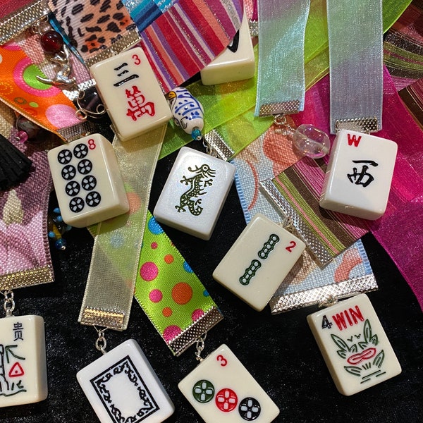 Mahjong Ribbon Bookmarks - choose one or two or even all for gifts! These are one of a kind, on a multiple order pls choose different ones.
