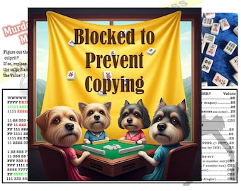 Murder Mystery Mahjong Karte - Letter size (8-1/2 "x 11"") - Eine lustige druckbare Mahjong spielbare Karte - KEINE NMJL Karte