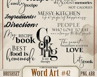 Clipart digitale e pacchetto di pennelli per Word Art/PNG, set di pennelli per timbri per Procreate, ABR per Photoshop/citazione di testo per journaling, etichetta/WA 42