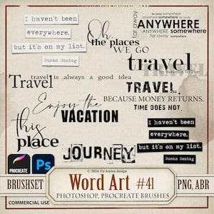 Urlaub Inspirierende Wort Kunst Digitale PNG Clipart | Procreate Pinselstempel | Photoshop Pinsel ABR | Ausdruckbare Junk Journal Sticker, Zitat|41