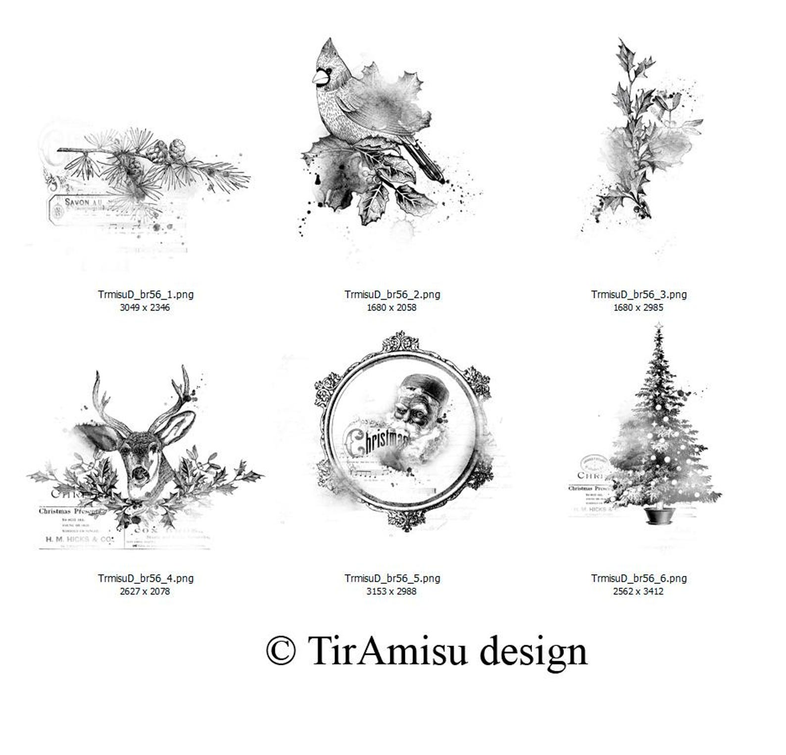 Christmas Digital Clipart & Brush Pack | PNG, Procreate Stamp Brushset ...