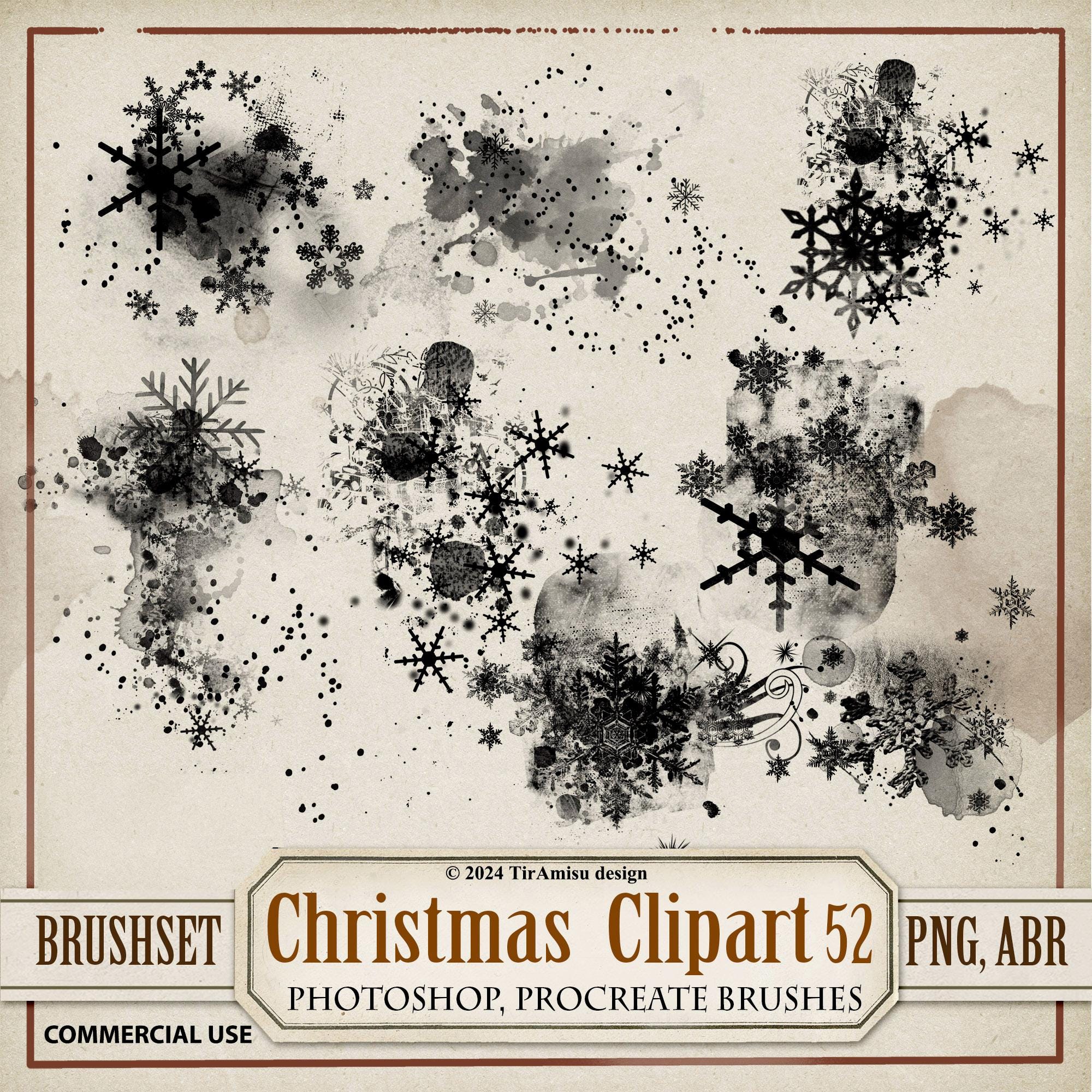 Chritsmas Snow Digital Clipart & Brush Pack| PNG, Stamp Brushset for ...